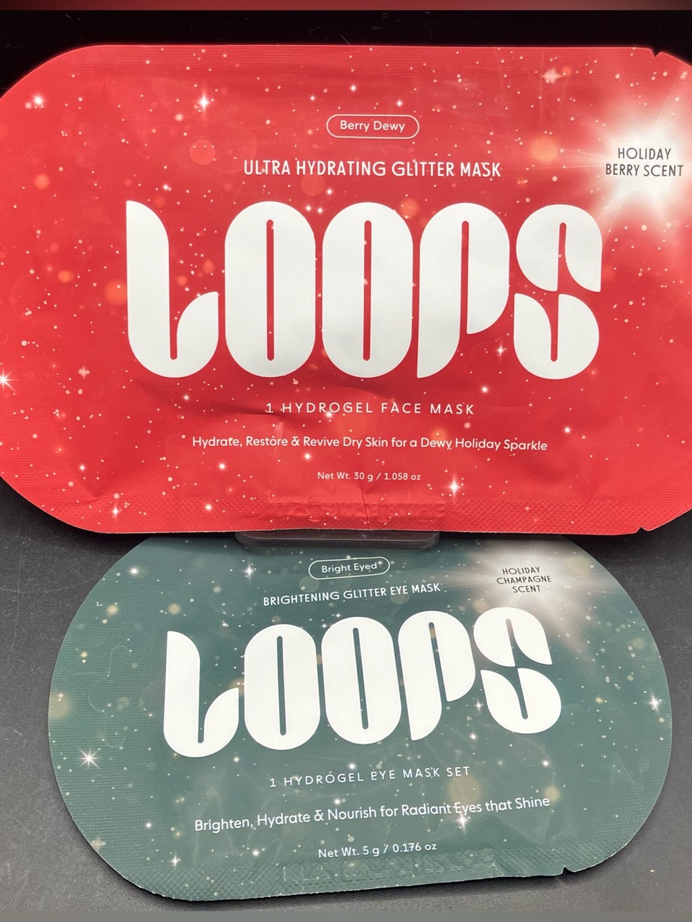 Loops Hydrogel Glitter Eye & Face Mask Holiday Set KBeauty Hydrating
